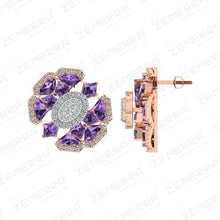 14K Rose Gold Purple Gemstone Pendant – New Design Sarafa Bazar India