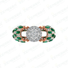 14K Rose Gold Diamond Green Emerald Stone Rings - Fine Jewelry Sarafa Bazar India