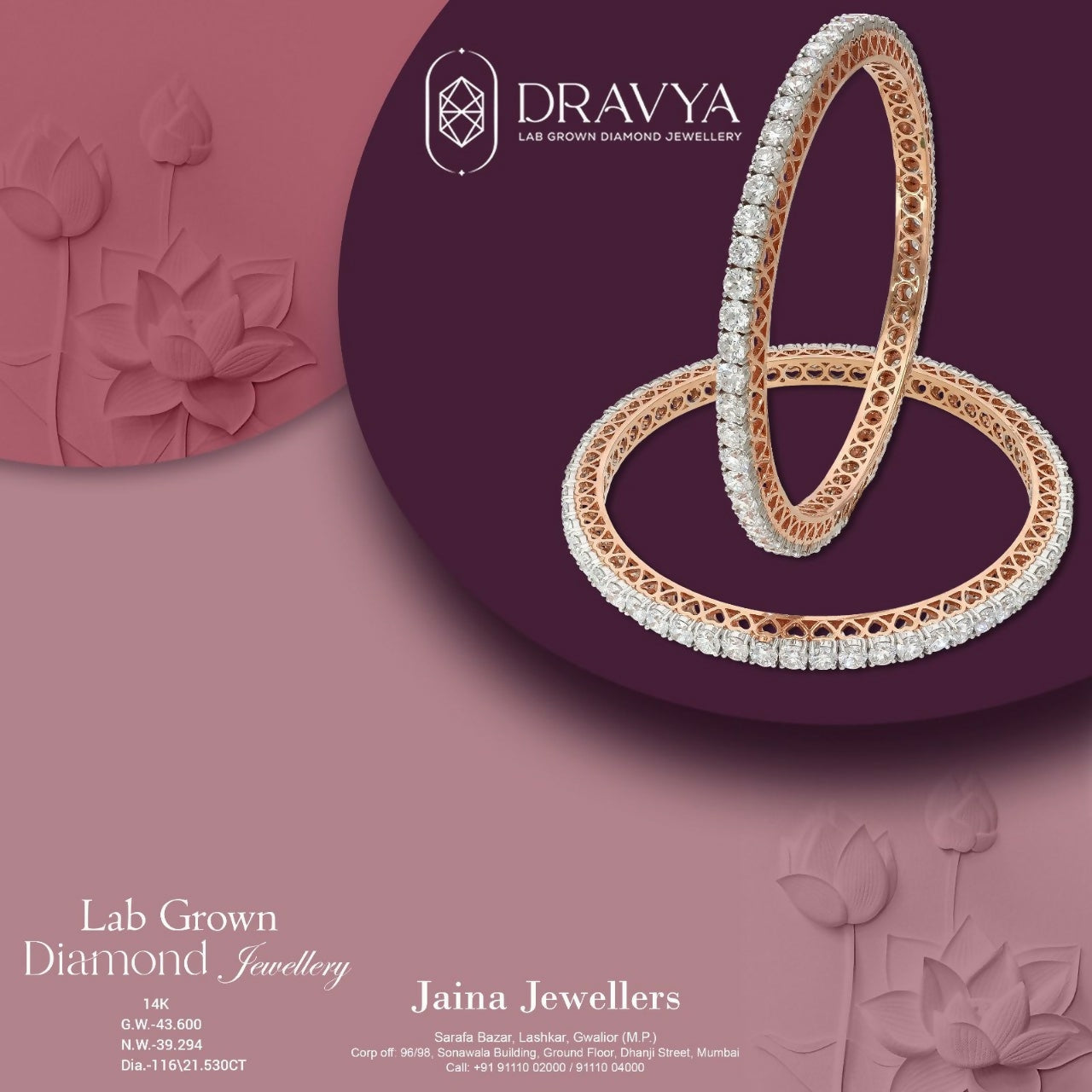 Lab Grown Diamond Bangle Sarafa Bazar India