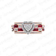 Lavish 14k Gold Diamond Halo Heart Ring Sarafa Bazar India