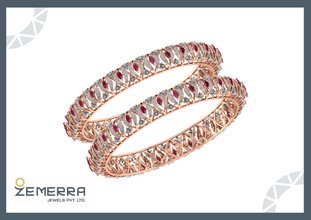Classic 14K Gold Diamond Bangles With Marqise Stone Sarafa Bazar India