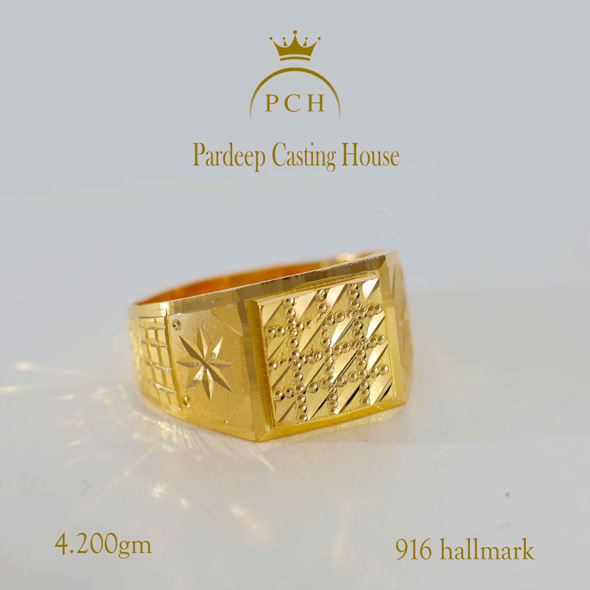 22kt Simple Square Gold Ring For Men Sarafa Bazar India