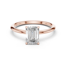 Emerald Cut Lab Grown Diamond Women's Ring 9Kt Rose Gold LR-68 Sarafa Bazar India