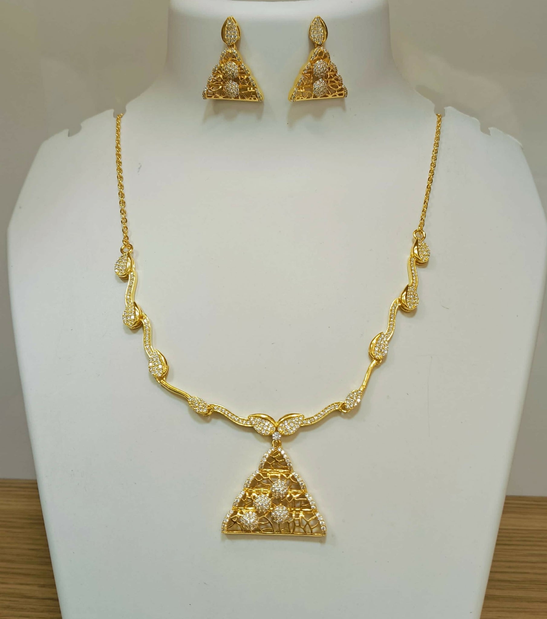 925 Silver Yellow Gold Plated Necklace Sarafa Bazar India