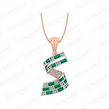 14K Real Gold Diamond Swirl Pendant Set - New Collection Sarafa Bazar India