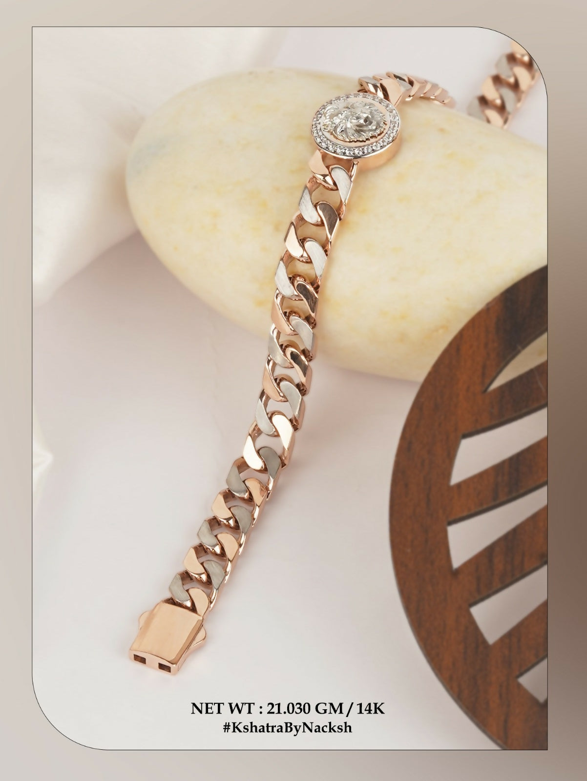 14kt Rose Gold Italian Gents Bracelet Sarafa Bazar India