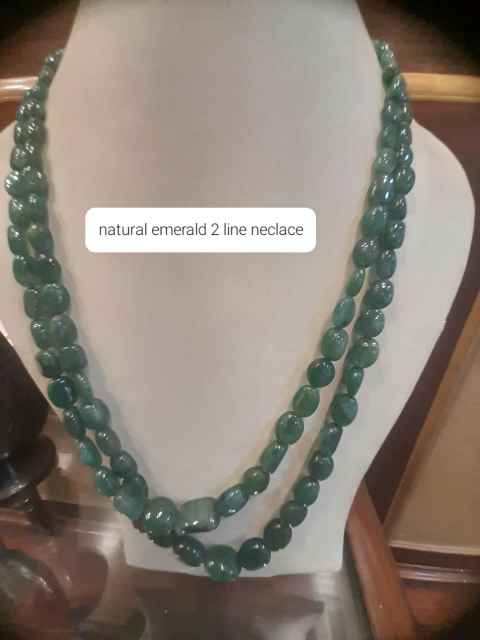 Natural Emerald 2 Line Necklace Sarafa Bazar India