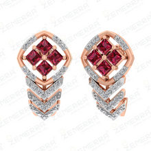 Elegance 14k Gold Diamond Ruby Stone Bali Earrings Sarafa Bazar India