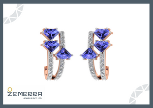 14K Rose Gold Diamond Bali Earring for Women Sarafa Bazar India