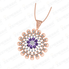 14k Rose Gold Diamond Floral Design Pendant Set Sarafa Bazar India