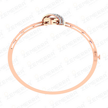 Classic 14k Rose Gold Diamond Hinged Bangle Bracelet Sarafa Bazar India