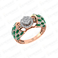 14K Rose Gold Diamond Green Emerald Stone Rings - Fine Jewelry Sarafa Bazar India