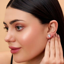 Radiant Cut Diamond Stud Earrings in 14K Yellow Gold Sarafa Bazar India