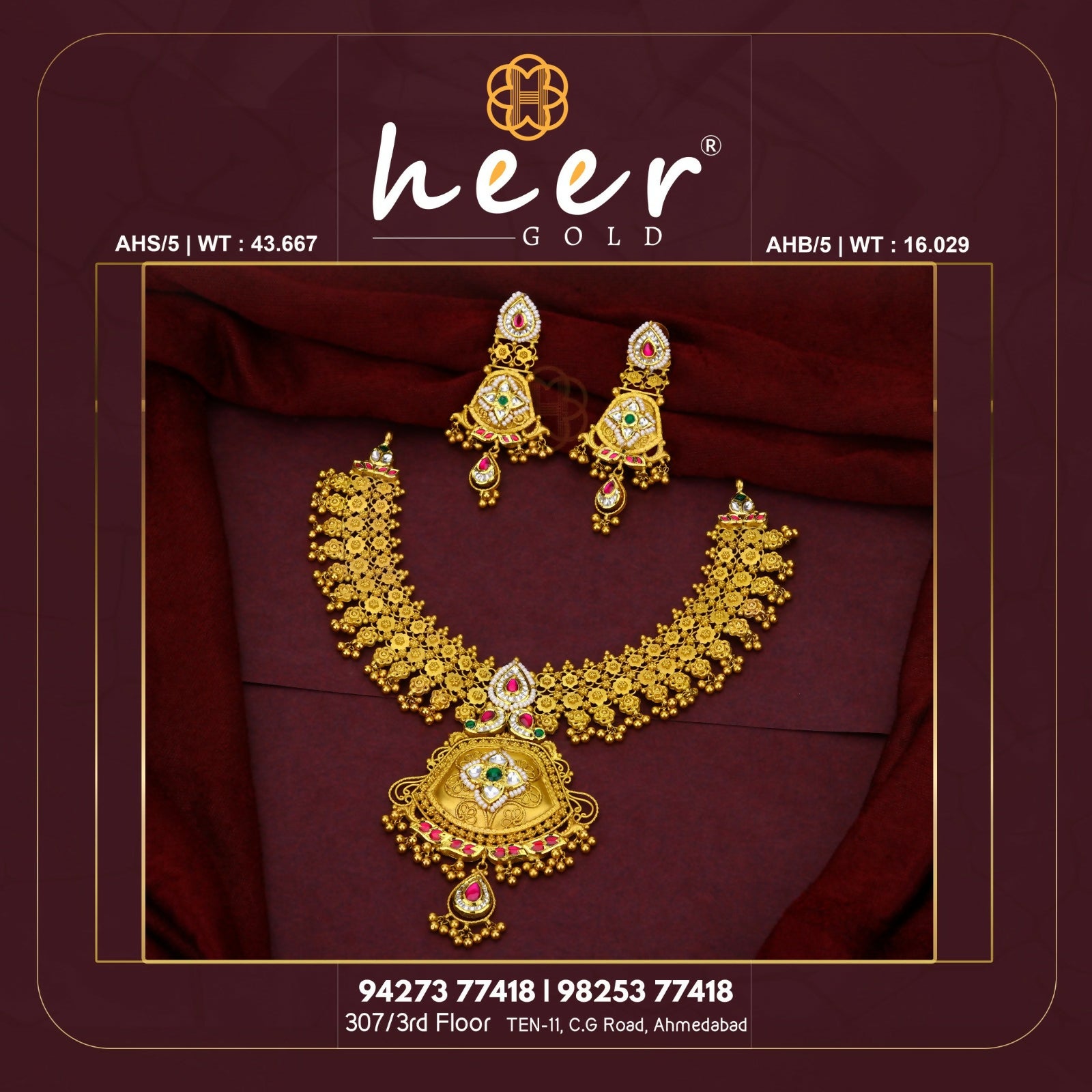 Kundan Antique Necklace Sarafa Bazar India