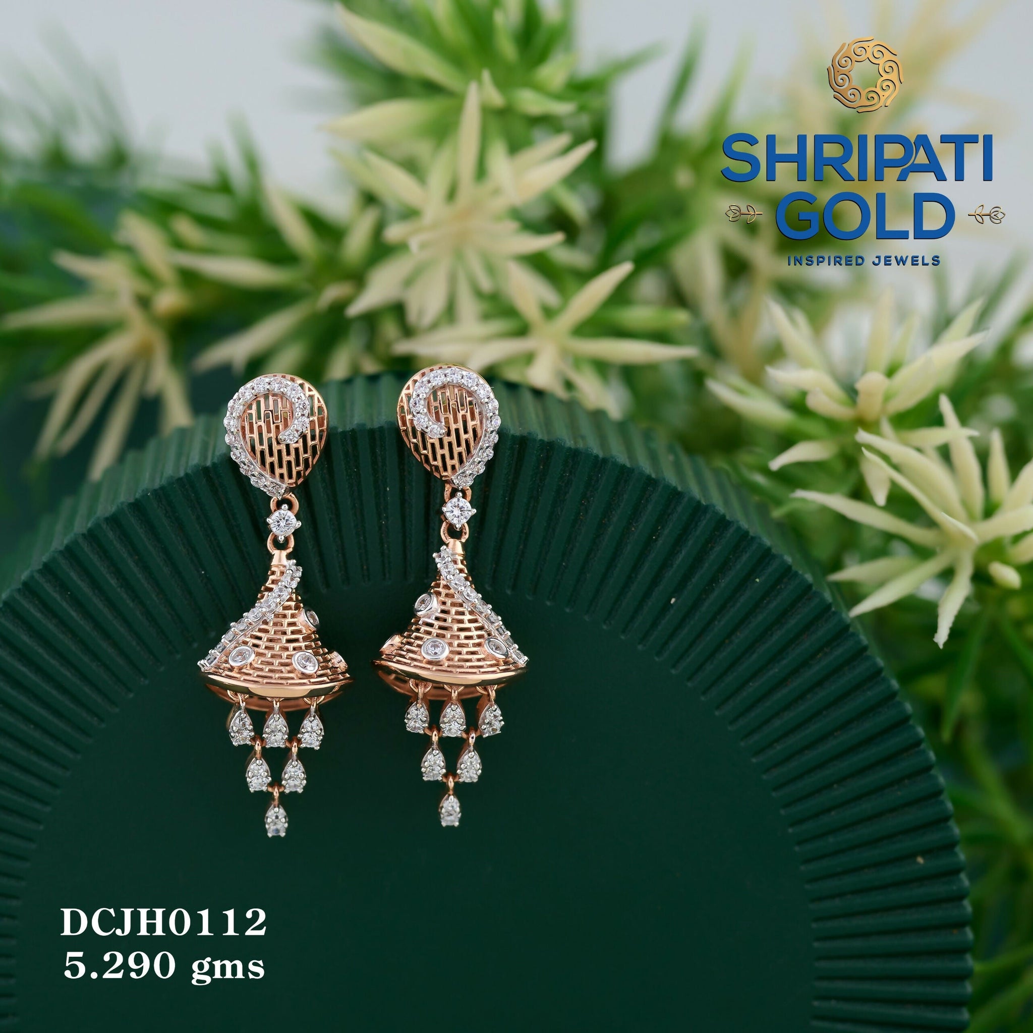 Rose Gold Earrings Sarafa Bazar India