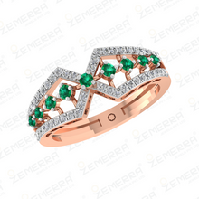 14KT Rose Gold Diamond and Emerald Finger Ring Sarafa Bazar India