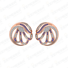 Unique 14K Rose Gold Diamond Spiral Swirl Pendant Set Sarafa Bazar India