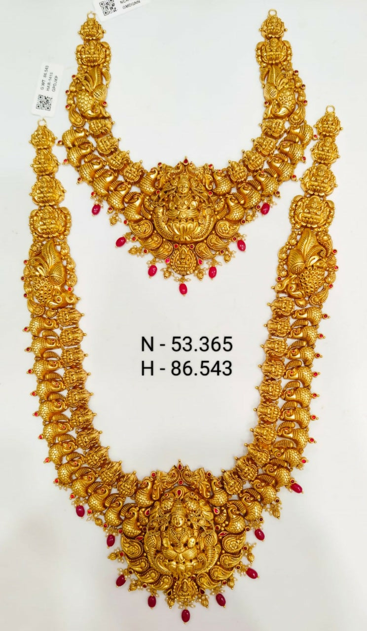 Antique Temple Necklace & Long Set Sarafa Bazar India