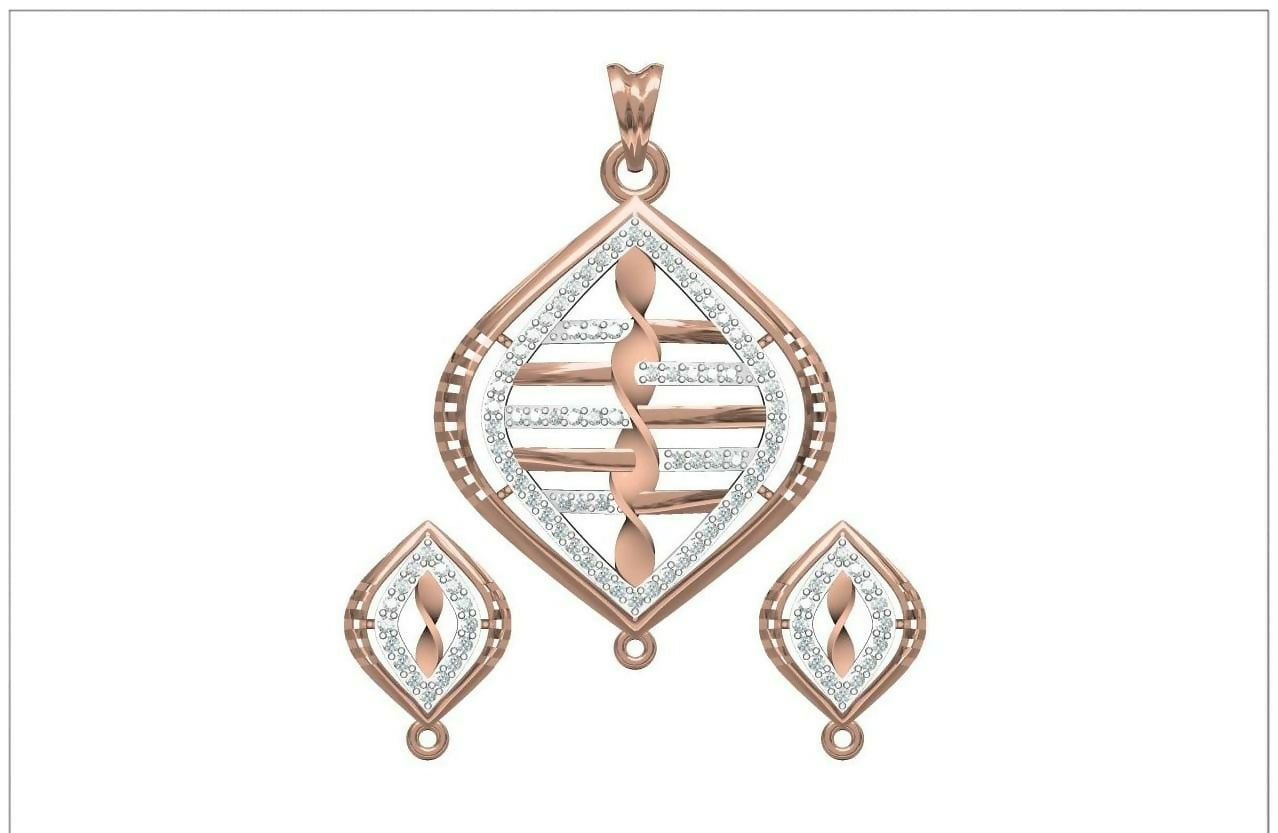 Rose Gold Pendant Set Sarafa Bazar India