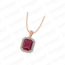 Trendy 14K Rose Gold Ruby Emerald Stone Diamond Pendant Sets Sarafa Bazar India