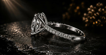 Round Cut Lab Grown Diamond Women's Ring 9Kt White Gold LR-6 Sarafa Bazar India