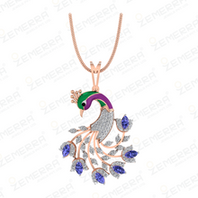 Elegance 14k Gold Diamond Peacock Motif Pendant Set Sarafa Bazar India