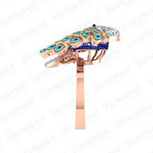 Stylish Peacock Design Diamond Ring in 14KT Gold Sarafa Bazar India