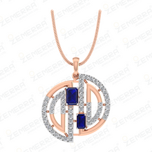 14K Rose Gold Diamond Modern Line Art Pendant Set Sarafa Bazar India