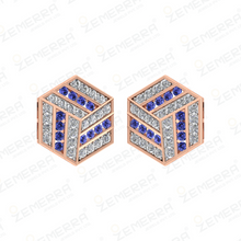 Unique 14K Gold Diamond Hexagon Shape Stud Earring Sarafa Bazar India