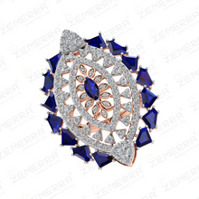 Sapphire Diamond Marquise Cocktail Ring 14K Rose Gold Sarafa Bazar India