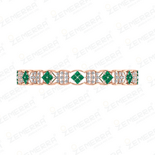 Trendy 14K Rose Gold Diamond Bangles With Green Stone Sarafa Bazar India