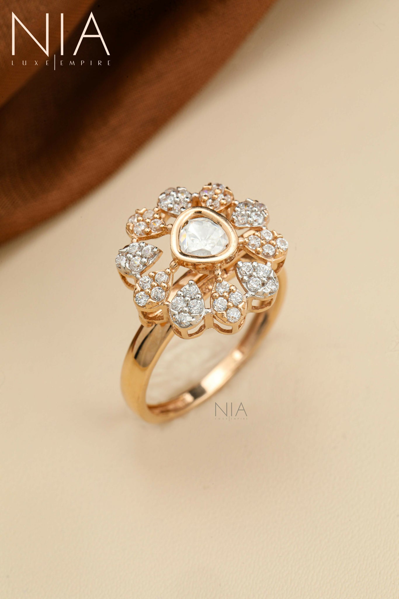 Rose Gold Ladies Ring Sarafa Bazar India