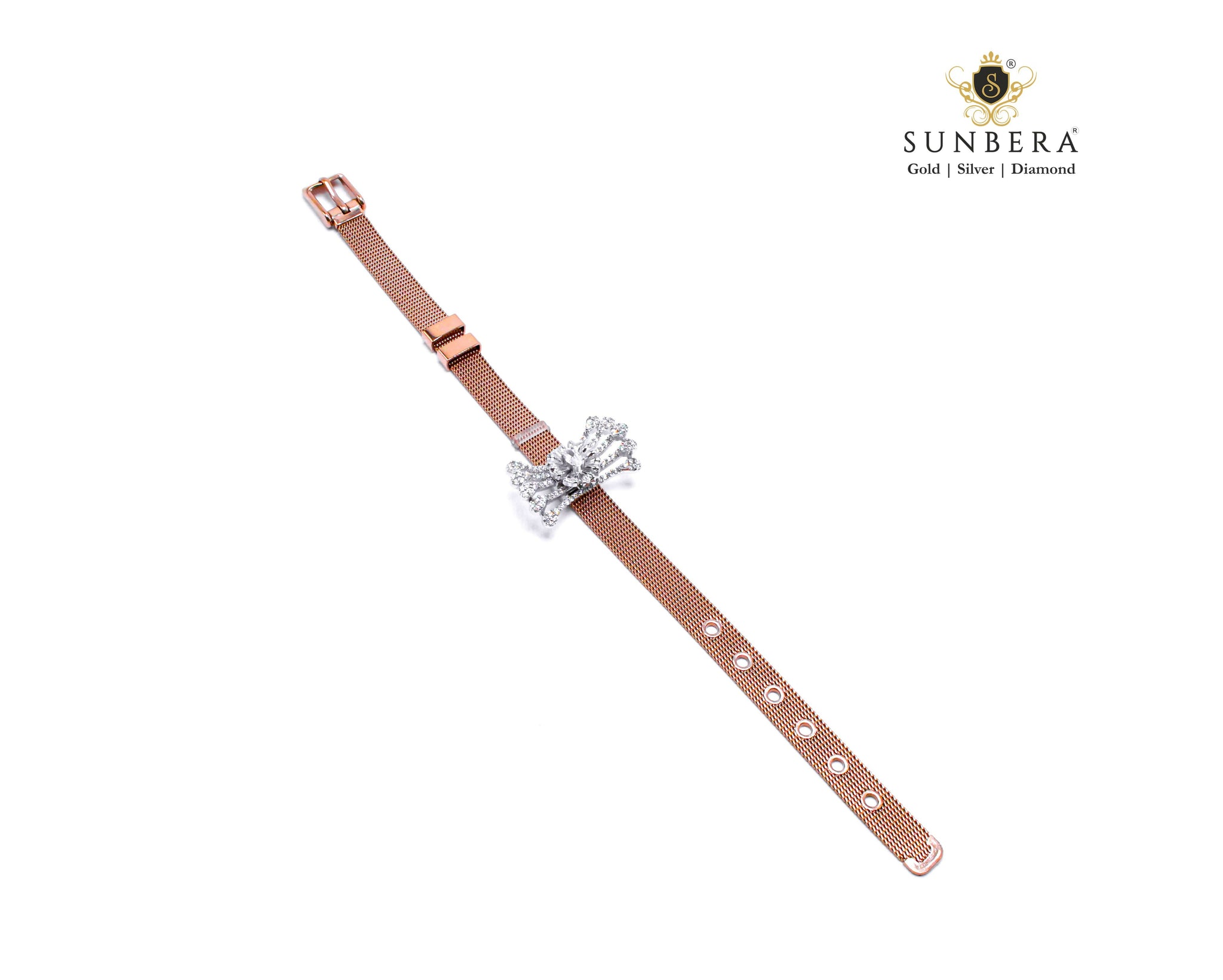 925 Silver Rose Gold Ladies Bracelet Sarafa Bazar India