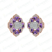 14K Gold Diamond Pendent Set With Purple Stone Sarafa Bazar India