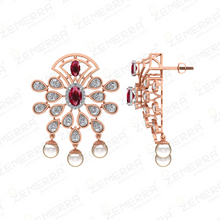 Delicate 14K Rose Gold Diamond Pendant Set For Women Sarafa Bazar India