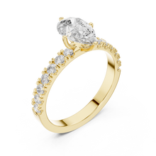 Pear Cut Lab Grown Diamond Women's Ring 9Kt Yellow Gold LR-74 Sarafa Bazar India