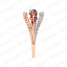 Classy Diamond Ruby Wrap Ring For Her in 14KT Rose Gold Sarafa Bazar India