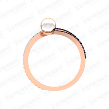 Unique 14K Rose Gold Diamond Wrap Ring With Pearl Sarafa Bazar India