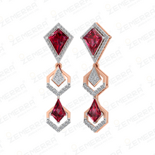 Delicate 14K Gold Diamond Ruby Kite Cut Stone Necklace Set Sarafa Bazar India