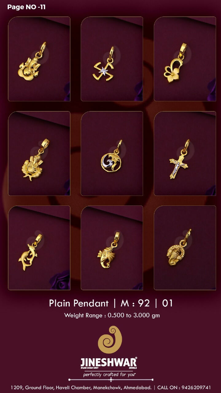 22kt Plain Pendants Sarafa Bazar India