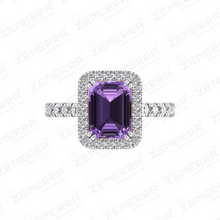 14K Rose Gold Diamond Emerald Halo Diamond Ring For Women Sarafa Bazar India