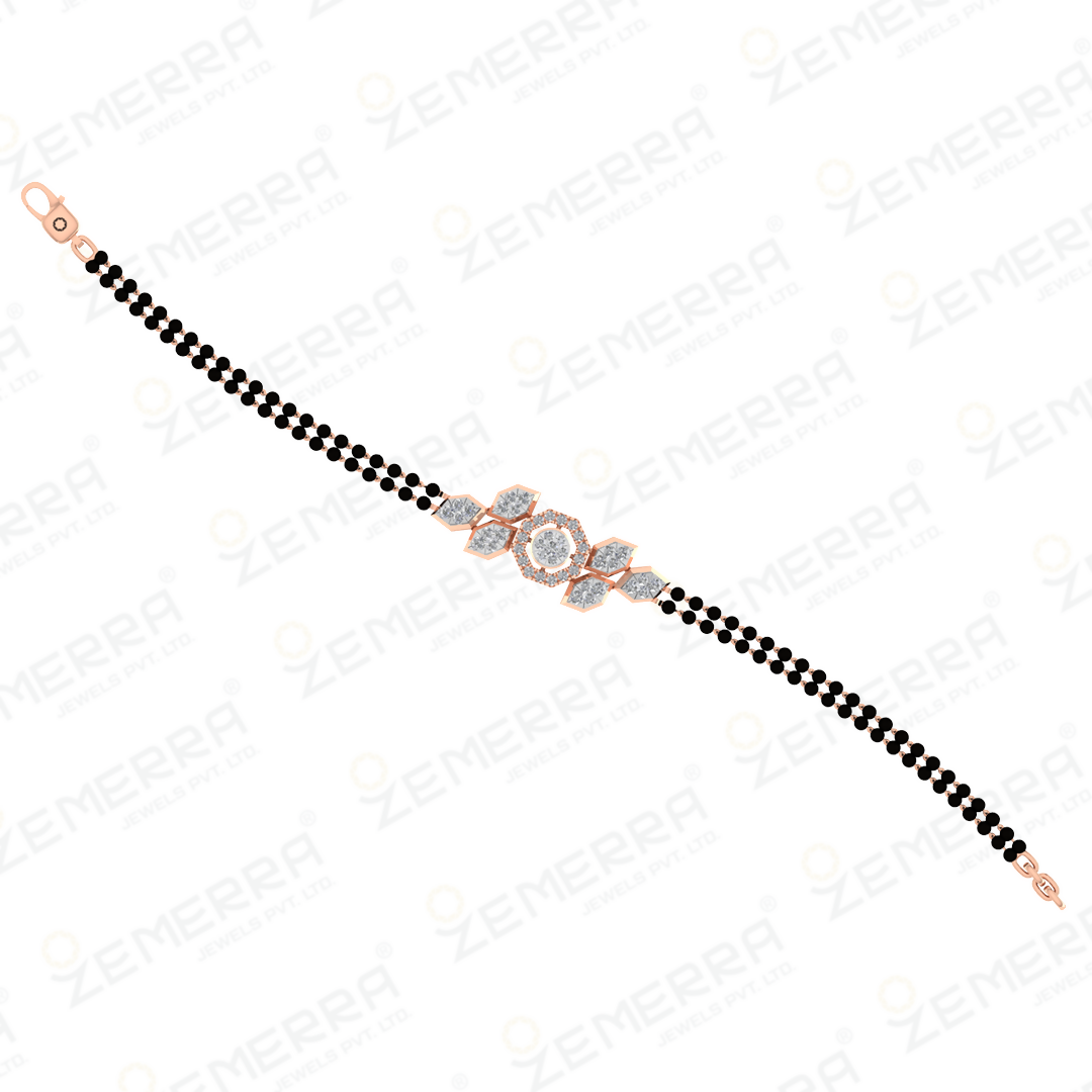 14K Gold Diamond Mangalsutra Bracelet Sarafa Bazar India