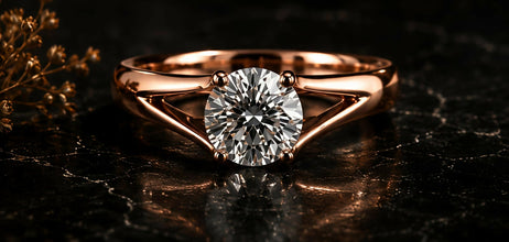 Round Cut Lab Grown Diamond Women's Ring 9Kt Rose Gold LR-8 Sarafa Bazar India