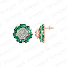 14K Rose Gold Diamond Pendent Set With Green Stone Sarafa Bazar India