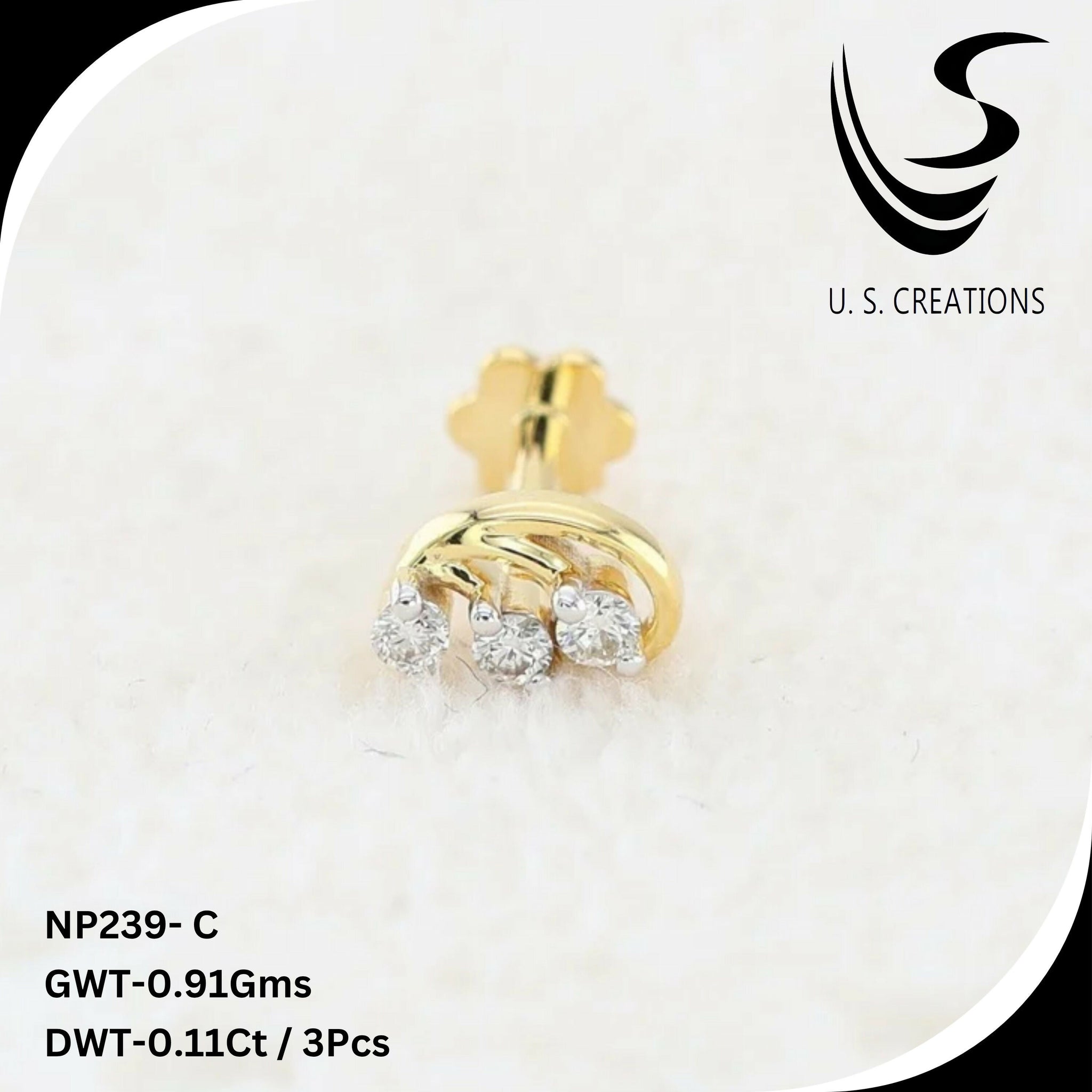 Elegant Round Diamond Nose Pin -NP-239-C Sarafa Bazar India
