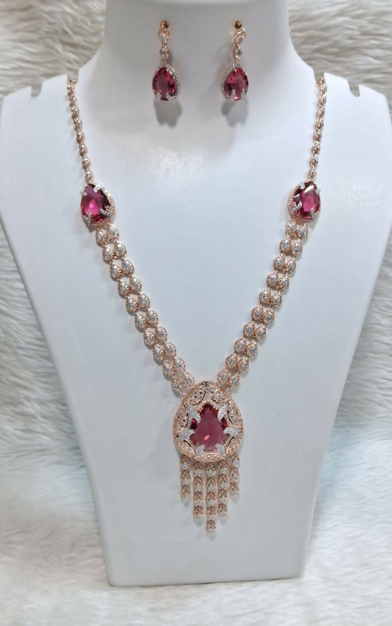Rose Gold Long Set Sarafa Bazar India