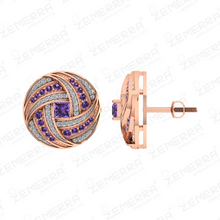 Unique 14K Gold Diamond Amethyst Stone Circle Pendant Set Sarafa Bazar India