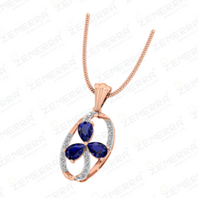 Fashionable 14K Rose Gold Diamond Floral Pendant Set Sarafa Bazar India