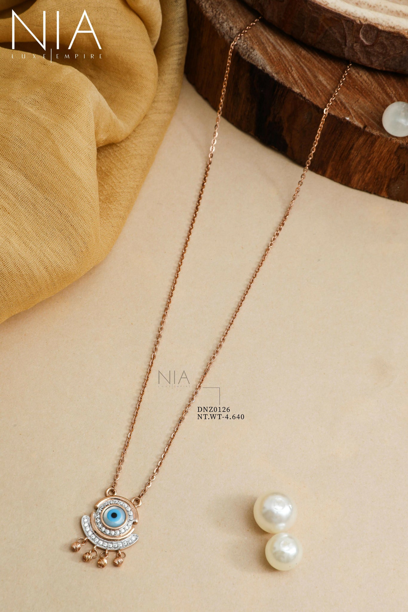 Rose Gold CZ Chain Pendnat Sarafa Bazar India