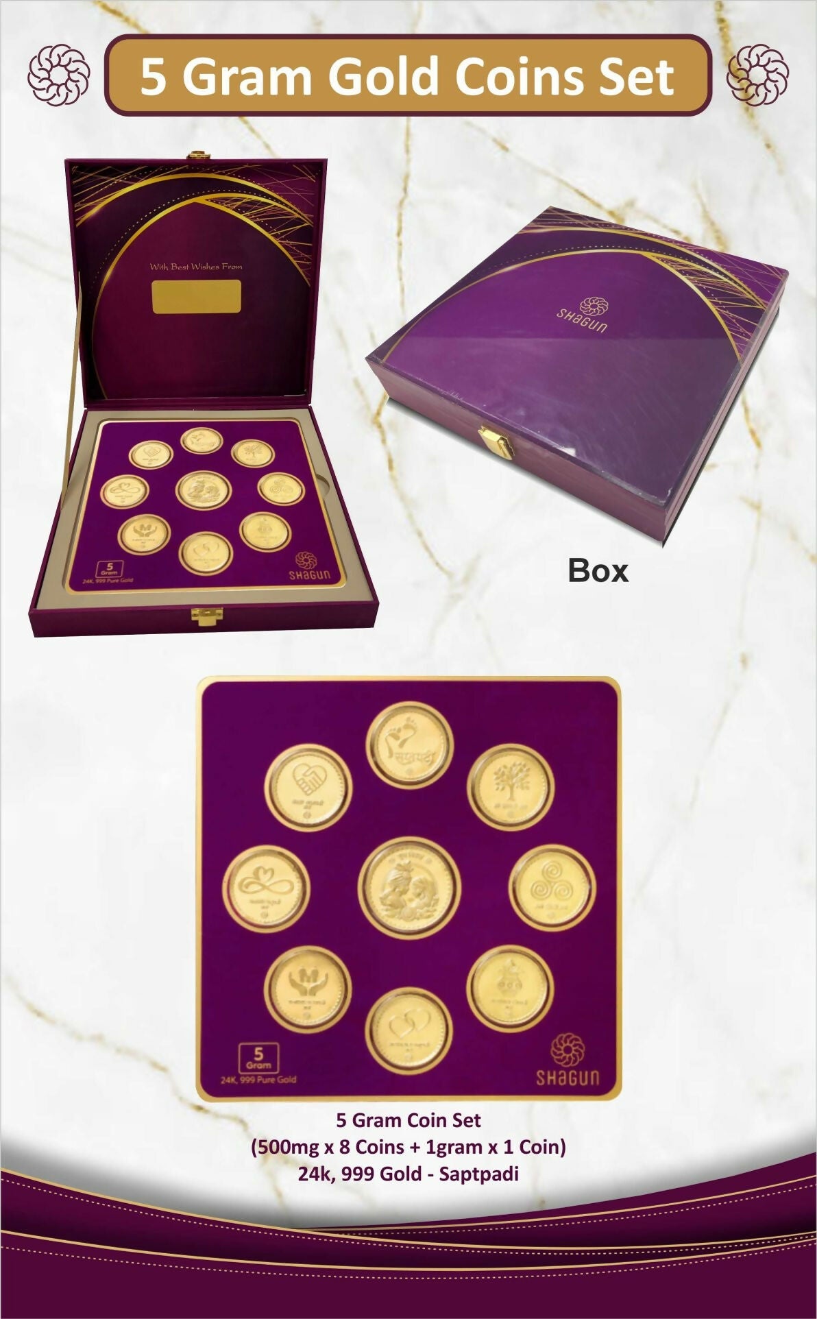 5gm Gold Coins Set Sarafa Bazar India